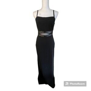 Vintage Dress 90s Y2K Mesh Black Cut Out Long Formal Minimalist Gothic 10